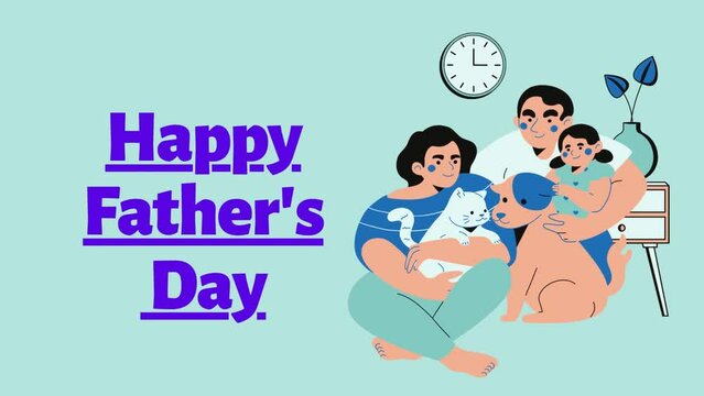 Father's Day animation video. Father's day lettering animation. Father's day text 4k footage. Great for Father's Day Celebrations Around the World.