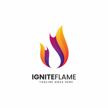 Vector Logo Illustration Ignite Flame Gradient Colorful Style.