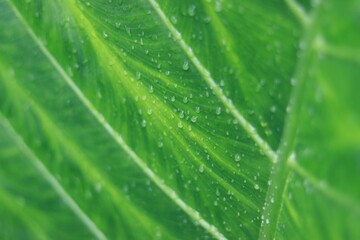 green leaf with drops