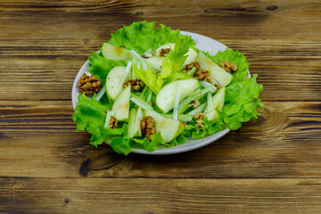 Waldorf salad on a wooden table