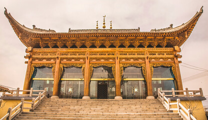 Ornate Wooden Moslem Mosque Lanzhou Gansu Province China