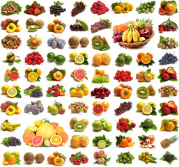 Collection fruits on a white background