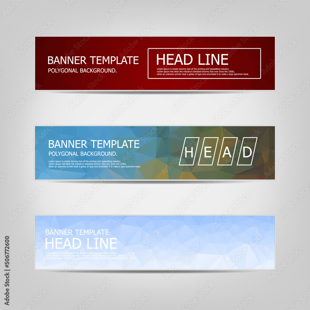 Aufkleber vector banners set with polygonal abstract triangles. abstract low poly banners. set of vector busin