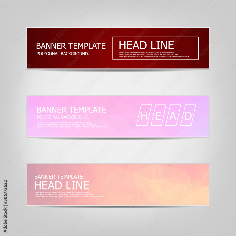 Poster banners set with polygonal abstract triangles. set of vector business card templates. design banner 