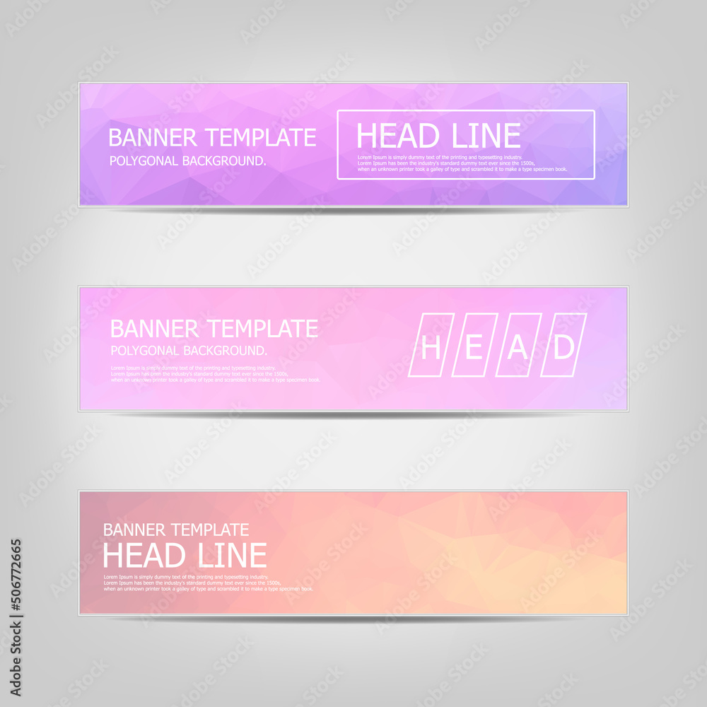 Aufkleber banners set with polygonal abstract triangles. set of vector business card templates. design banner 