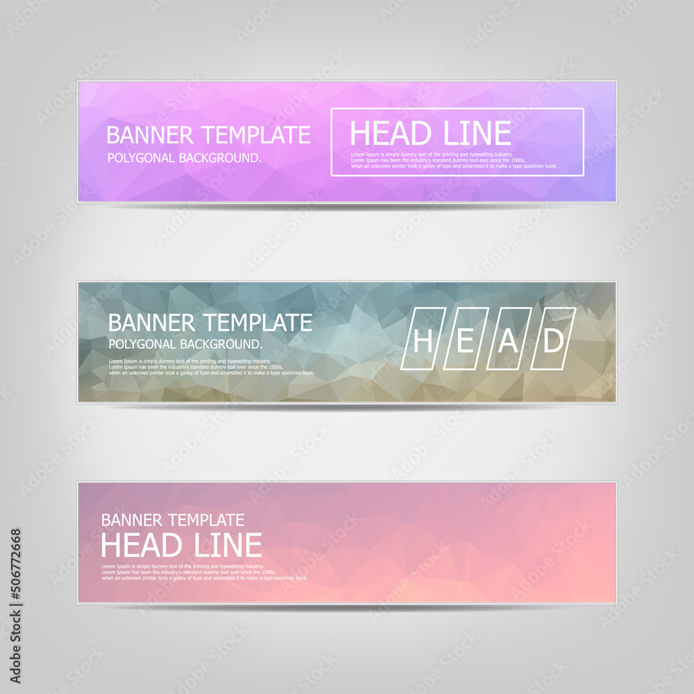 Poster banners set with polygonal abstract triangles. set of vector business card templates. design banner 