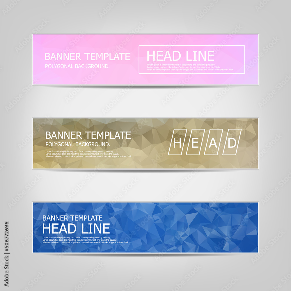 Poster banners set with polygonal abstract triangles. set of vector business card templates. design banner 