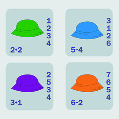 worksheet vector design, task to calculate the answer and connect to the correct number. Logic game for children.