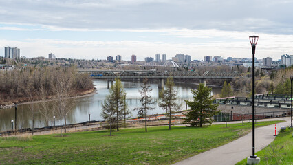 river in the downtown Edmonton, Canada