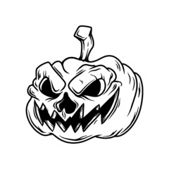 Illustration of halloween pumpkin. Design element for poster, t shirt, card, banner. Vector illustration