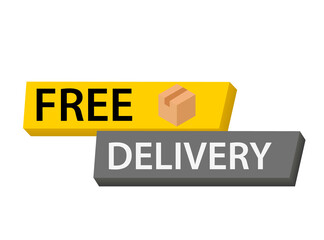 Free delivery. Badge with box. Vector stock illustrtaion.