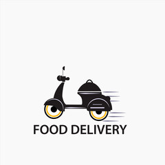Restaurant and cafe business logo illustration. Vector design of food delivery logo. Food pictogram, car and motorcycle abstract icon. vector illustration eps 10