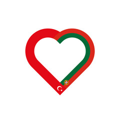 unity concept. heart ribbon icon of turkey and portugal flags. vector illustration isolated on white background