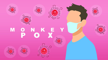 Illustration of monkeypox virus, Vector of a person with monkeypox, Concept of monkeypox, illustration of hives on the skin of monkeypox
