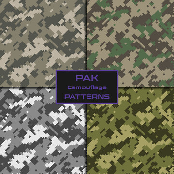 Pack Seamless pixel pattern disguise military