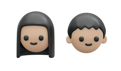 3D Rendering of boy and girl icon isolate on white background. 3D Render illustration cartoon style.