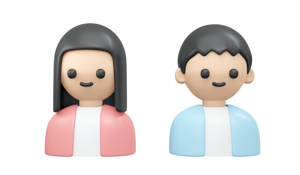 3D Rendering of boy and girl icon isolate on white background. 3D Render illustration cartoon style.