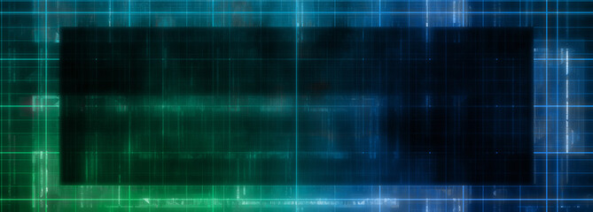 Abstract glitch art grid border background image.