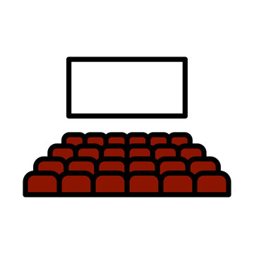 red theater seats in front of screen clip art preview