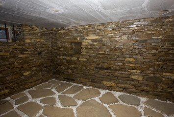 stone basement with rock and cement. natural stones added