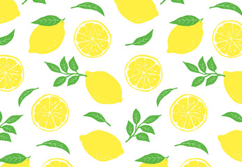 seamless pattern with lemons and leaves for banners, cards, flyers, social media wallpapers, etc.