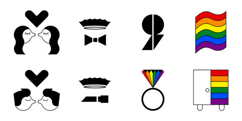 LGBTQ pictograms set vector illustration.
