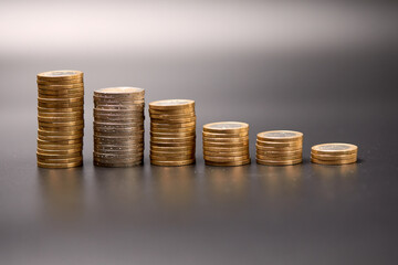 Pile of golden euro coins