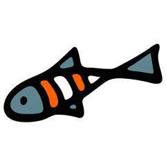Colored sea fish illustration on white background.
