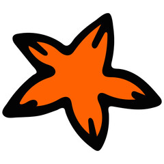 Colored Seastar illustration on white background.