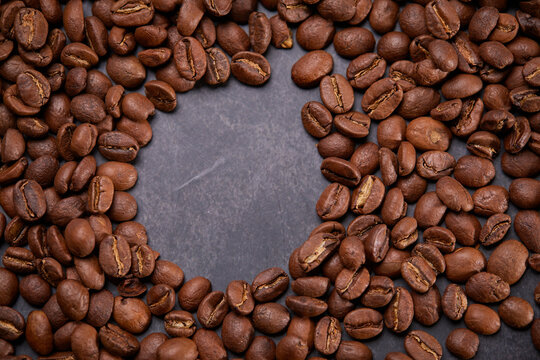 coffee beans on the wooden background
