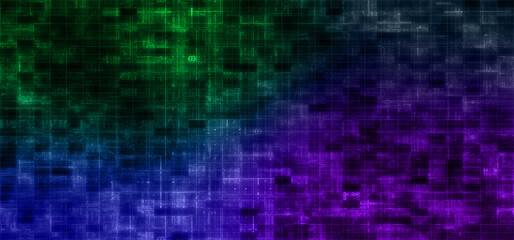 Abstract glitch art grid background image.