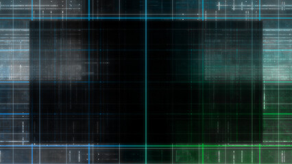 Abstract glitch art grid border background image.