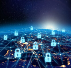Worldwide digital network data security infrastructure concept
