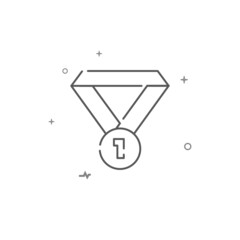 Ribbon medal, achievement simple vector line icon. Symbol, pictogram, sign isolated on white background. Editable stroke. Adjust line weight.