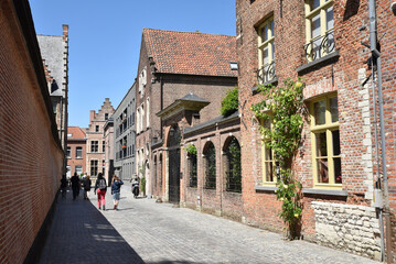 Ruelle médiévale de brique à Malines. Belgique	