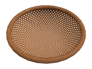 Isolated Traditional Basket on White Background, It is Indian, Bangadeshi and Pakistani Cultural Handmade Crockery, 3D Render illustration.