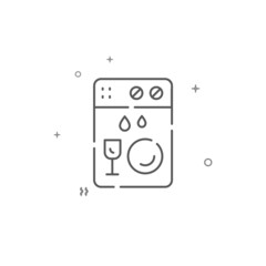 Dishwasher simple vector line icon. Symbol, pictogram, sign isolated on white background. Editable stroke. Adjust line weight.