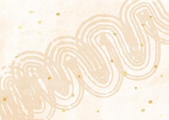 手描き風の金箔入り和紙に渦模様が入った背景素材