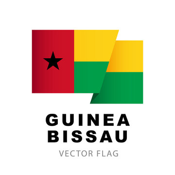 Colorful African flag logo. Flag of Guinea-Bissau. Vector illustration isolated on white background.
