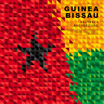 Flag of Guinea-Bissau. Abstract background of small triangles in the form of colorful red, yellow and green stripes.