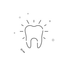 Clean shining tooth simple vector line icon. Symbol, pictogram, sign isolated on white background. Editable stroke. Adjust line weight.