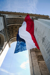 French Flag Waving in Arc de Triomphe