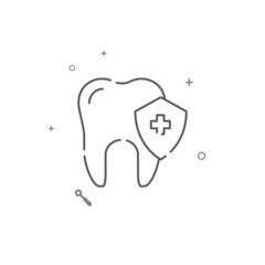 Teeth protection simple vector line icon. Symbol, pictogram, sign isolated on white background. Editable stroke. Adjust line weight.