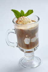 coffee with ice cream and mint