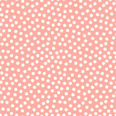 Pink seamless pattern with white pom pom.
