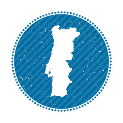 Portugal striped retro travel sticker. Badge with map of country, vector illustration. Can be used as insignia, logotype, label, sticker or badge of Portugal.