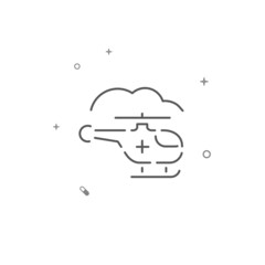 Emergency helicopter simple vector line icon. Symbol, pictogram, sign isolated on white background. Editable stroke. Adjust line weight.