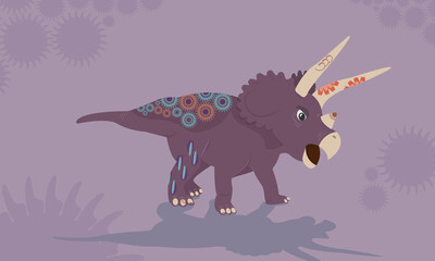 Cartoon painted triceratops dinosaur