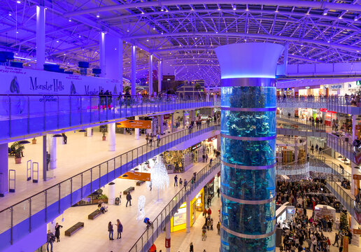 Interior of Aviapark shopping mall in Moscow