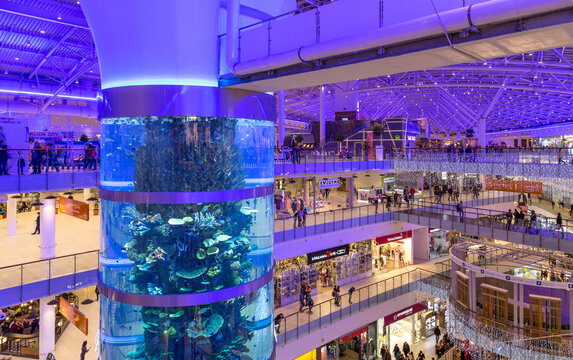 Interior of Aviapark shopping mall in Moscow